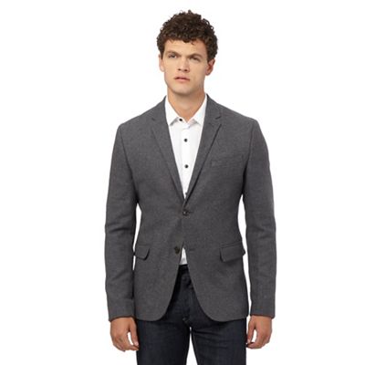 Grey wool rich herringbone jacket